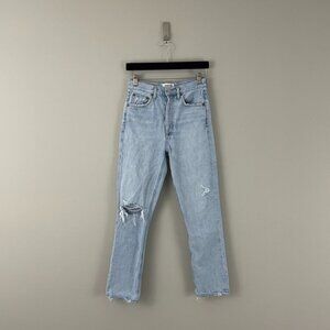 AGOLDE Riley High Rise Distressed Straight Leg Crop Jeans Size 24